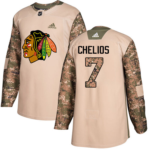 Adidas Blackhawks #7 Chris Chelios Camo Authentic Veterans Day Stitched NHL Jersey